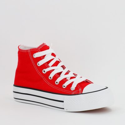 Pantofi sport pentru femei de tip teniși de culoare rosu design înalt BS308A2307154