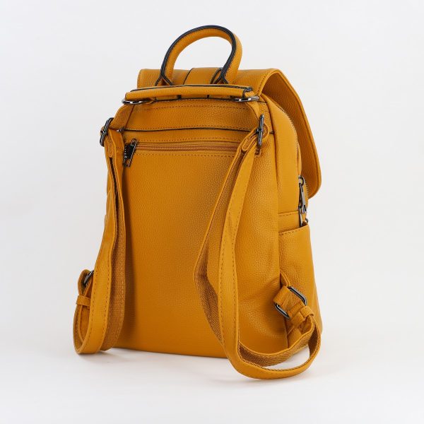 Rucsac dama piele ecologica cu buzunare laterale si frontal Galben MariaC BS432MS2307302 5