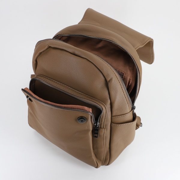 Rucsac dama piele ecologica cu buzunare laterale si frontal Kaki MariaC BS432MS2307307 7