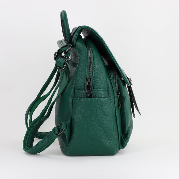 Rucsac dama piele ecologica cu buzunare laterale si frontal Verde MariaC BS432MS2307303 6