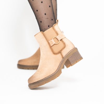 Botine damă din piele ecologică întoarsă Maro Capuccino (BS2611BO2310095)