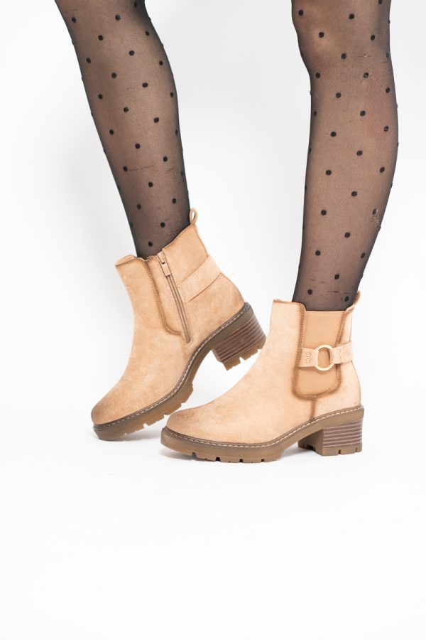 Botine damă din piele ecologică întoarsă Maro Capuccino (BS2611BO2310095) 139