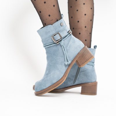 Botine damă din piele ecologică întoarsă Albastru (BS2612BO2310081)