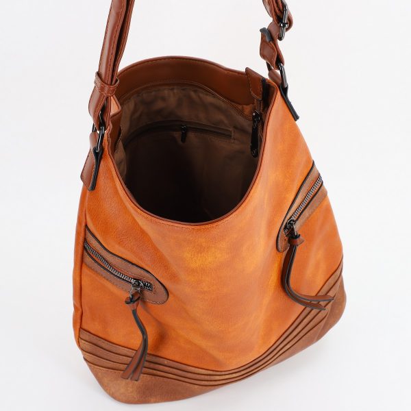 Geanta casual tip postas femei din piele ecologica texturata Maro cu fermoar MariaC BS479MC2307235 7