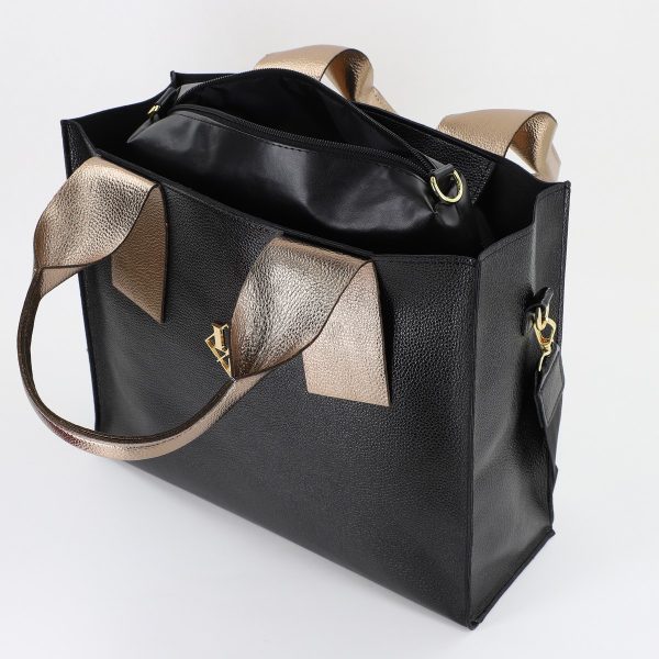 Geanta Dama Shopper Piele Ecologica Neagra Bretea de Umar Laura Biaggi BS302MG23090363 7