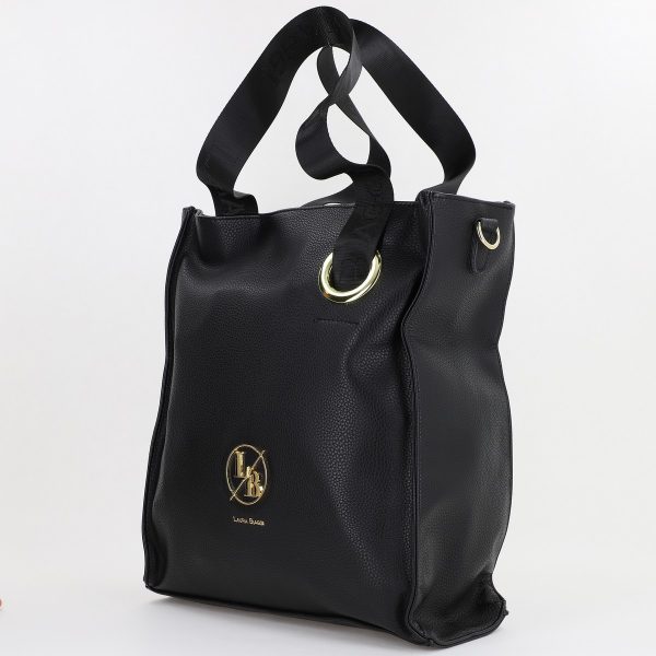 Genti Shopper - Geanta Shopper de dama din piele ecologica neagra cu buzunare si bretea Laura Biaggi BS2038SH23090347