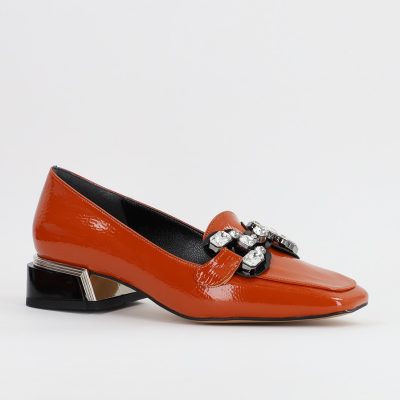 Incaltaminte Dama - Pantofi cu Toc Eleganti cu pietricele din Piele Ecologica culoare Maro- BS151BA2309237