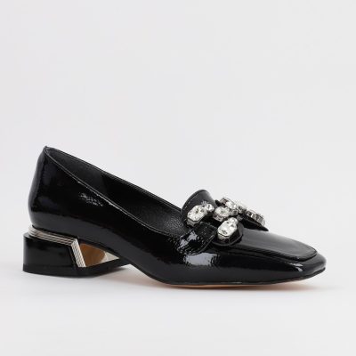 Incaltaminte Dama - Pantofi cu Toc Eleganti cu pietricele din Piele Ecologica culoare Negru- BS151BA2309238