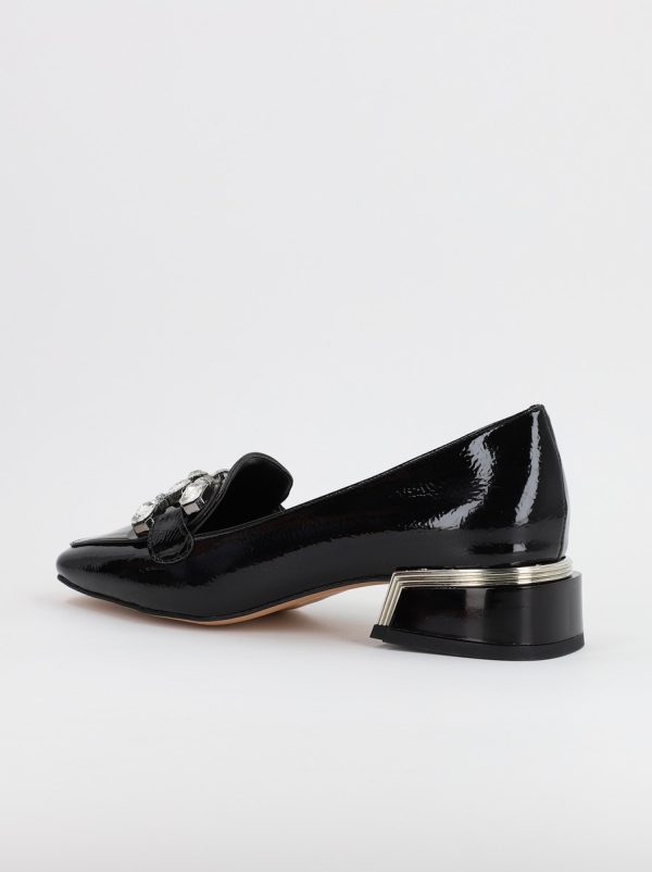 Pantofi cu Toc Jos Eleganti cu pietricele din Piele Ecologica culoare Negru- BS151BA2309238 8