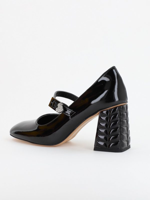 Pantofi cu Toc Eleganti Design Inimioara cu Pietricele din Piele Ecologica culoare Negru Lucios - BS400AY2309248 7
