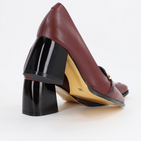 Pantofi Dama cu Toc din Piele Ecologica design cu lant bordo - BS520AY2309129 175