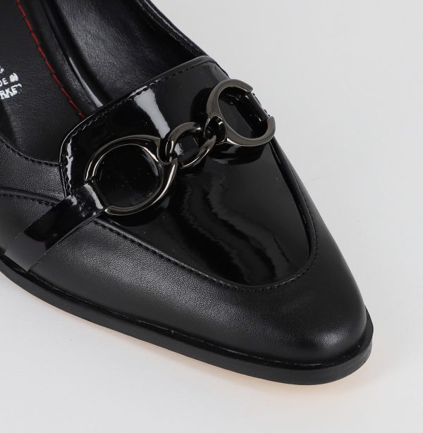 Pantofi Dama cu Toc din Piele Ecologica design cu lant negru - BS520AY2309131 5