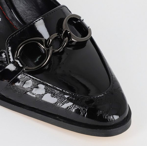 Pantofi Dama cu Toc din Piele Ecologica design cu lant negru - BS520AY2309127 8