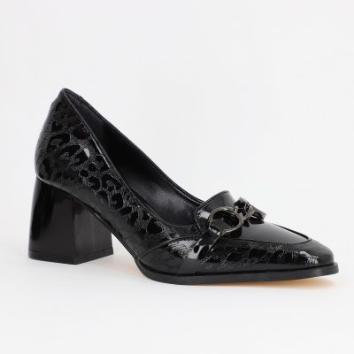 Incaltaminte Dama - Pantofi Dama cu Toc din Piele Ecologica design cu lant negru - BS520AY2309127