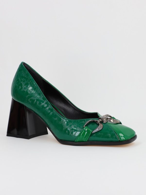 Pantofi Dama cu Toc din Piele Ecologica Varf Drept Verde - BS1253AY2309124 8