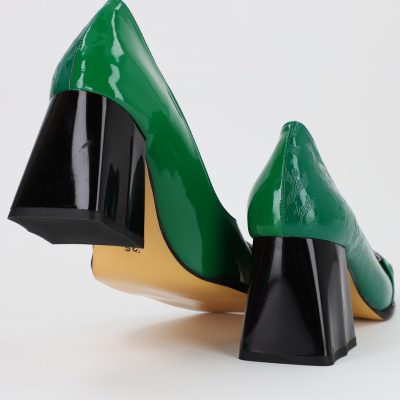 Pantofi Dama cu Toc din Piele Ecologica Varf Drept Verde - BS1253AY2309124