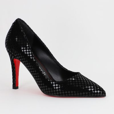 Incaltaminte Dama - Pantofi Dama cu Toc subtire stiletto Negru cu model (BS799AY2309104)