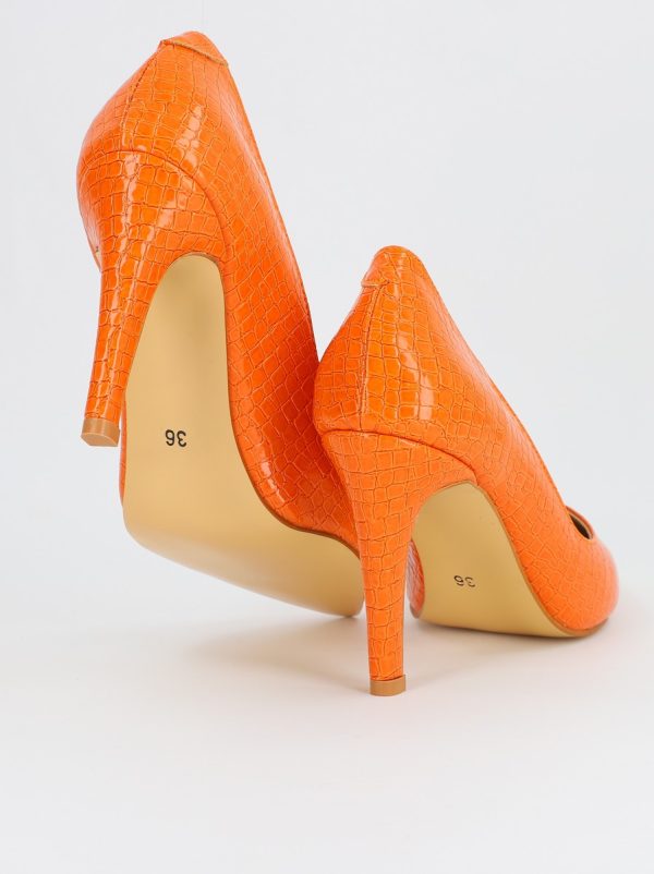 Pantofi Dama cu Toc subtire stiletto Portocaliu Texturat (BS799AY2309109) 5