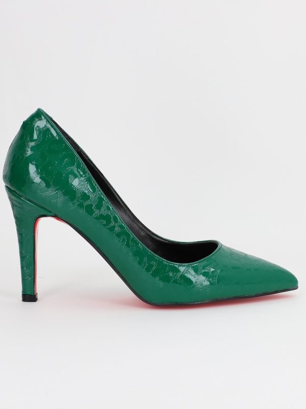 Pantofi Dama cu Toc subtire stiletto Verde cu model (BS799AY2309102) 6