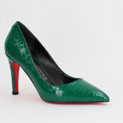 Incaltaminte Dama - Pantofi Dama cu Toc subtire stiletto Verde cu model (BS799AY2309102)