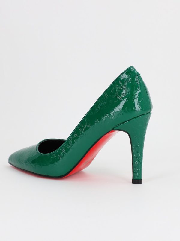 Pantofi Dama cu Toc subtire stiletto Verde cu model (BS799AY2309102) 7