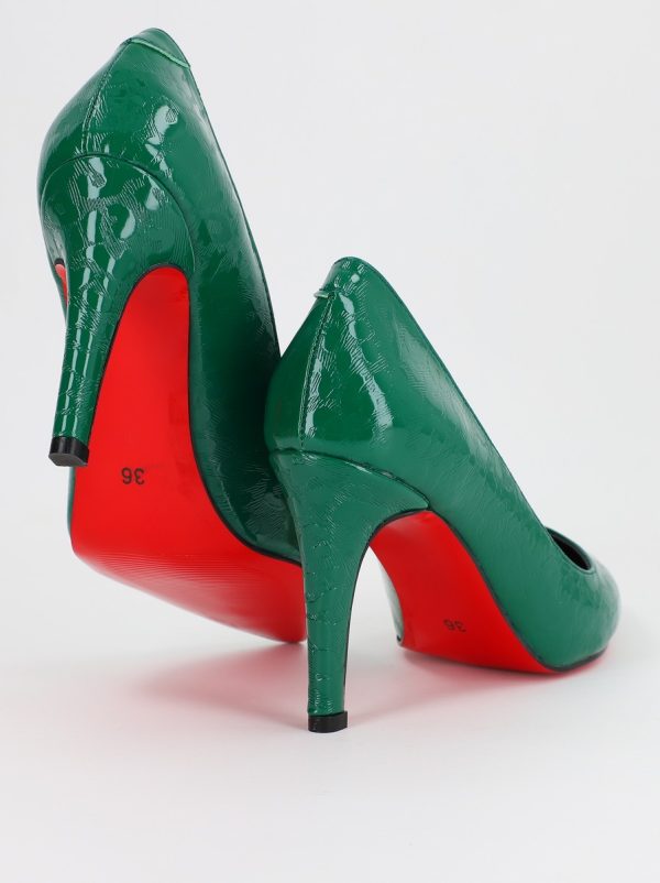Pantofi Dama cu Toc subtire stiletto Verde cu model (BS799AY2309102) 5