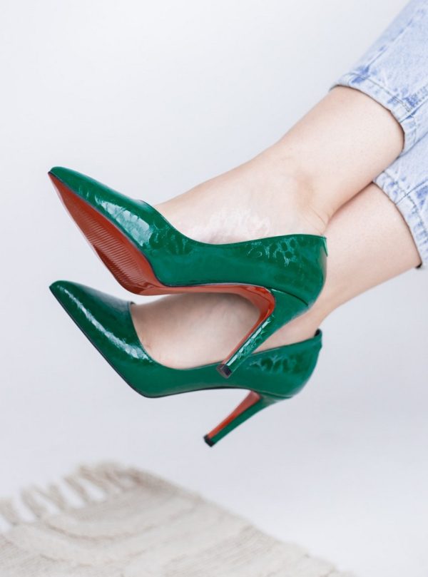 Pantofi Dama cu Toc subtire stiletto Verde cu model (BS799AY2309102) 4
