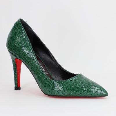 Incaltaminte Dama - Pantofi Dama cu Toc subtire stiletto Verde Texturat (BS799AY2309108)