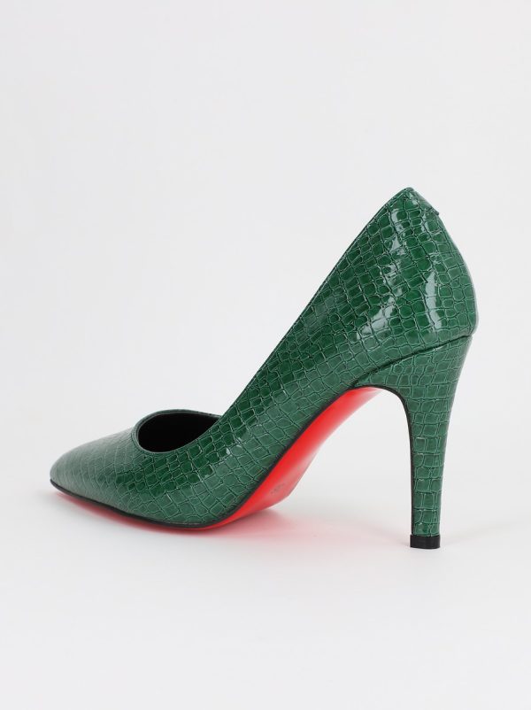 Pantofi Dama cu Toc subtire stiletto Verde Texturat (BS799AY2309108) 5