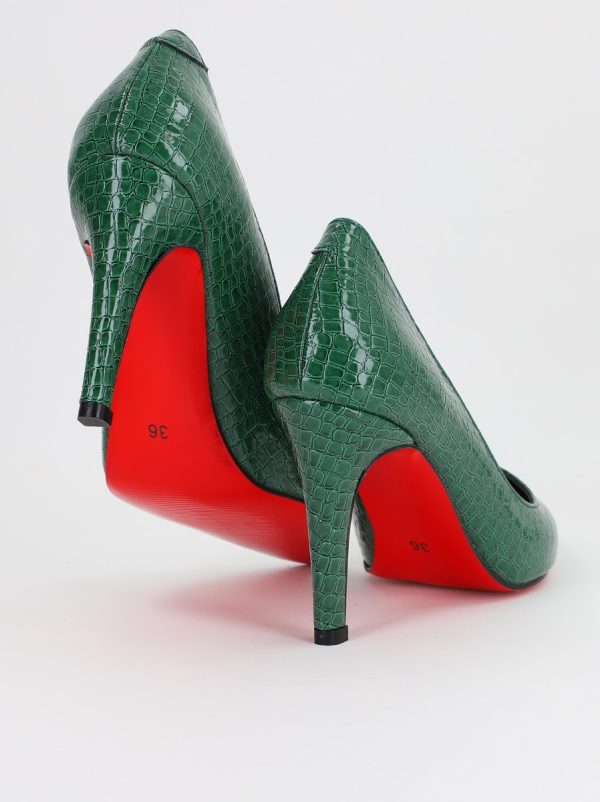 Pantofi Dama cu Toc subtire stiletto Verde Texturat (BS799AY2309108) 6