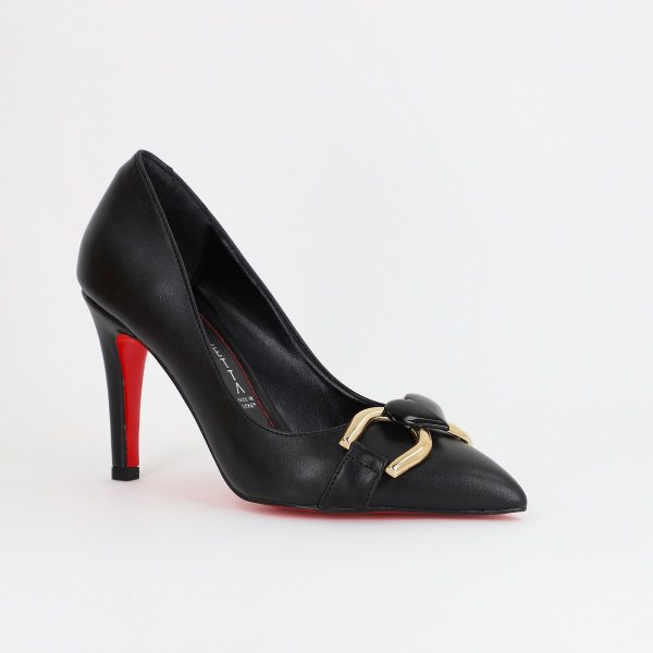 Incaltaminte Dama - Pantofi Dama stiletto din Piele Eco cu Design Inimioara Negru BS796AY2309135