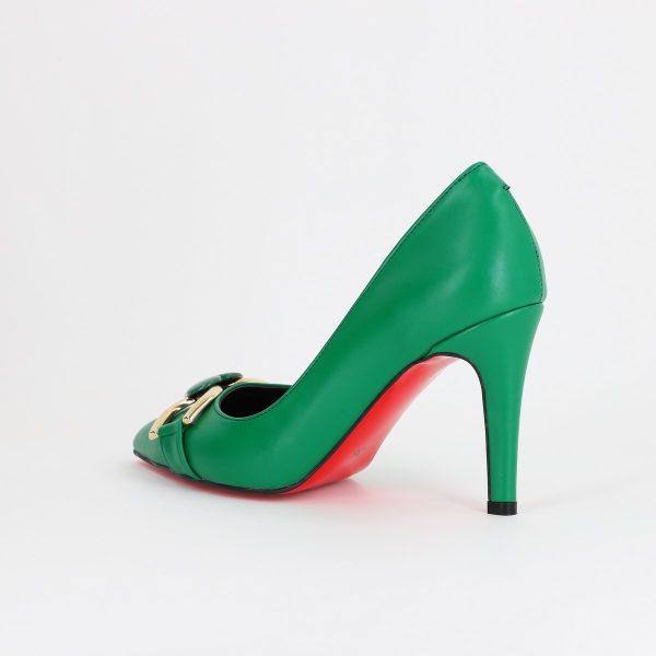 Pantofi Dama stiletto din Piele Eco cu Design Inimioara Verde BS796AY2309134 6