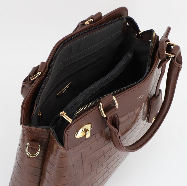 Poseta dama casual de mana din piele ecologica maro David Jones (BS6757CM23090021) 6