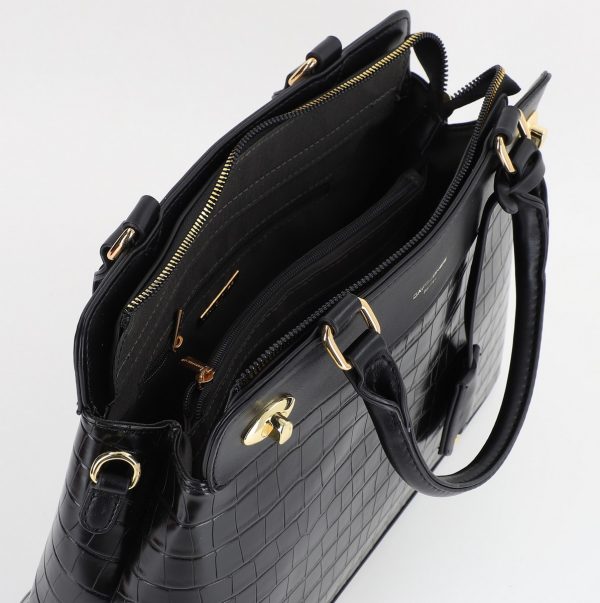 Poseta dama casual de mana din piele ecologica neagra David Jones (BS6757CM23090022) 9