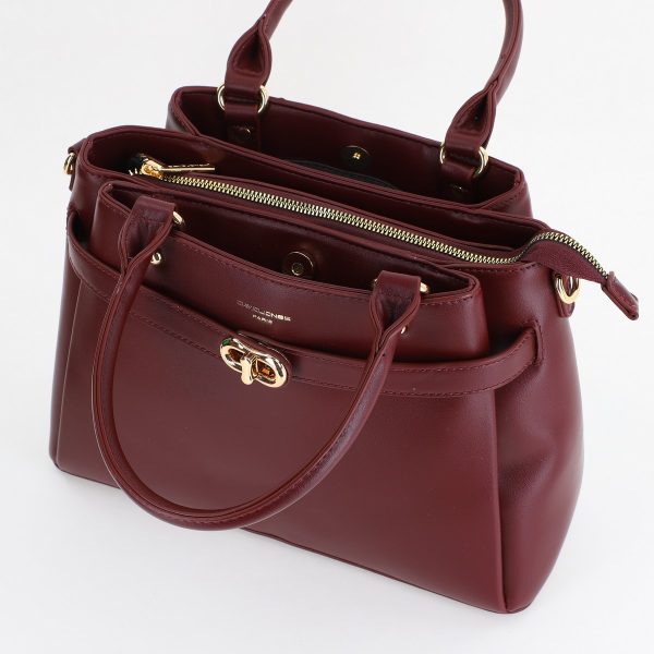 Poseta dama casual de mana din piele ecologica visiniu David Jones (BS6711CM23090024) 7