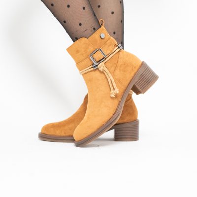 Botine damă din piele ecologică întoarsă Maro Camel (BS2612BO2310085)