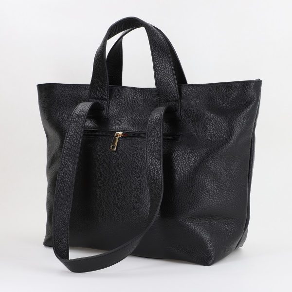Geantă damă Shopper din piele naturală texturată Neagră de umar Laura Biaggi BS54124SH2310617 7