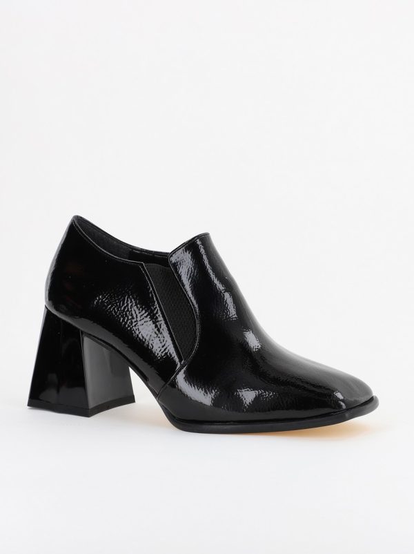 Incaltaminte Dama - Pantofi Dama Piele Eco Vârf Drept cu Toc Negru lucios încrețit BS1250AY2310229