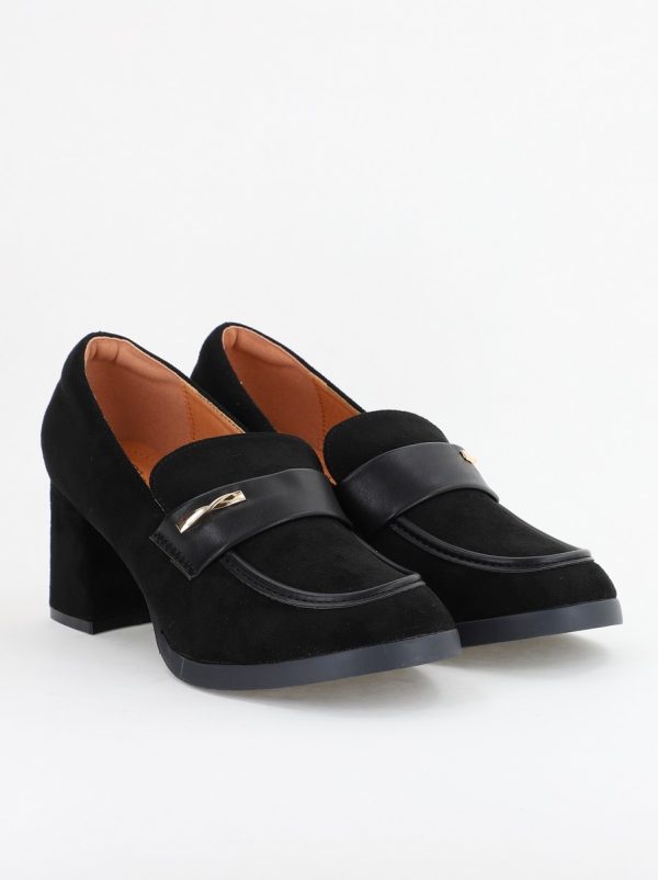 Pantofi femei Piele Eco Vârf Rotund cu Toc Negre