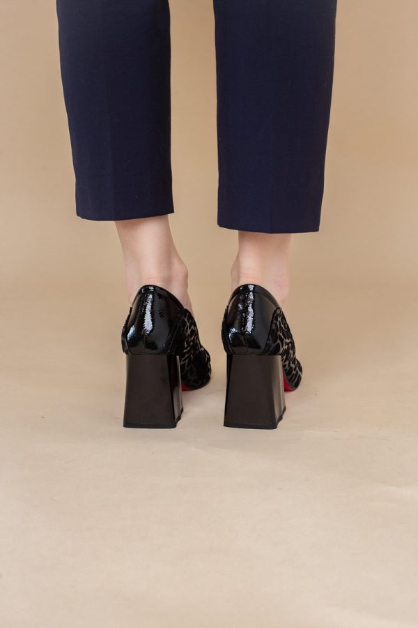 Pantofi Dama Toc Piele Ecologica negru cu model (BS2001D2401612) 9