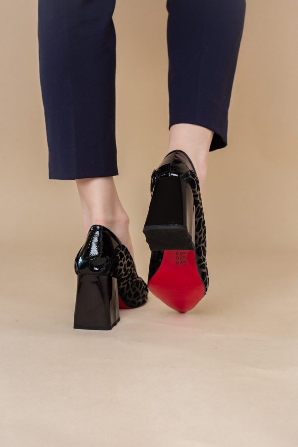 Pantofi Dama Toc Piele Ecologica negru cu model (BS2001D2401612) 11