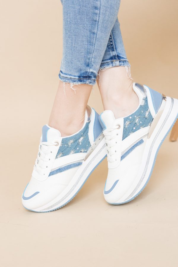 Pantofi sport damă piele ecologică și material textil Albastru (BS305EV2401632) 9