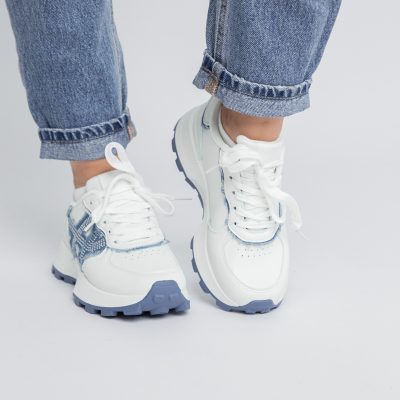 Pantofi sport damă piele ecologică și material textil Albastru (BS308EV2401639)