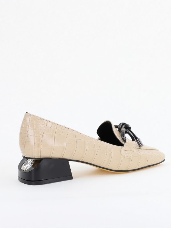 Pantofi cu Toc Eleganti din Piele Ecologica Texturată Bej - BS156CBA2401507 7