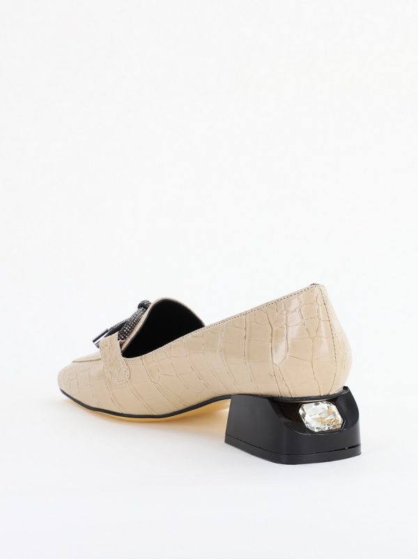 Pantofi cu Toc Eleganti din Piele Ecologica Texturată Bej - BS156CBA2401507 8