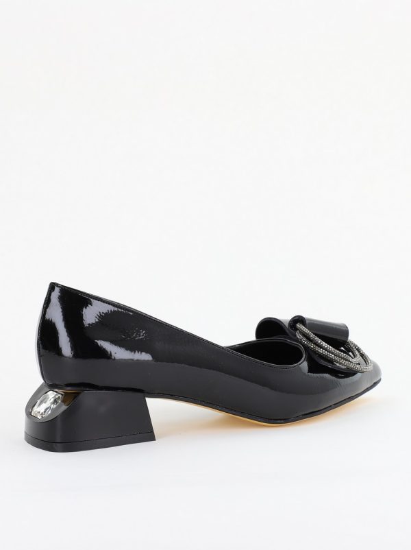 Pantofi cu Toc Eleganti din Piele Ecologica Texturată culoare Negru lucios - BS155BA2401518 6