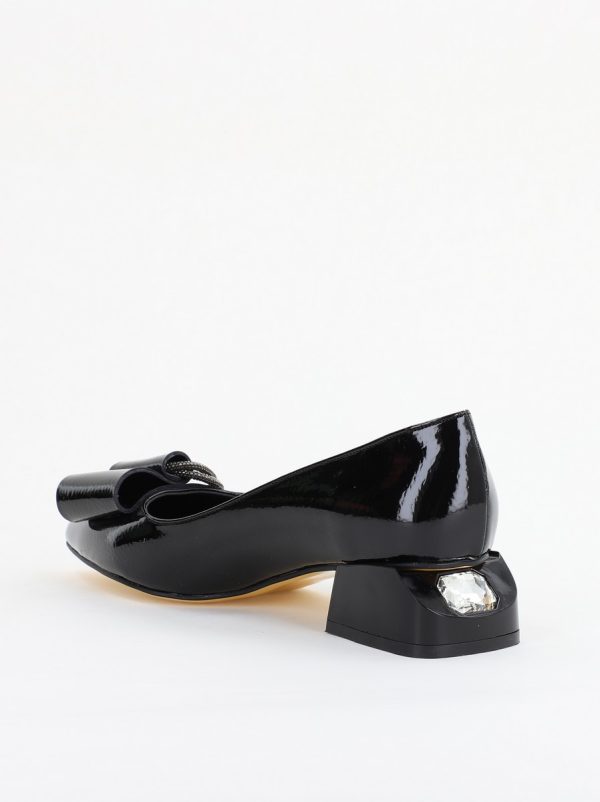 Pantofi cu Toc Eleganti din Piele Ecologica Texturată culoare Negru lucios - BS155BA2401518 7