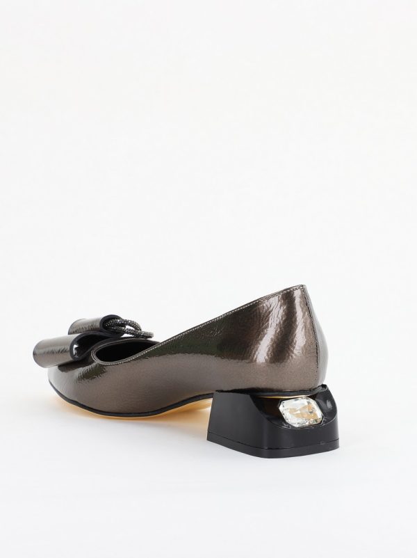 Pantofi cu Toc Eleganti din Piele Ecologica Texturată culoare Platina lucios - BS155BA2401517 7