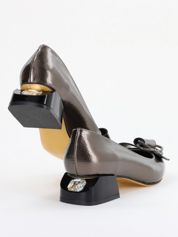 Pantofi cu Toc Eleganti din Piele Ecologica Texturată culoare Platina lucios - BS155BA2401517 8