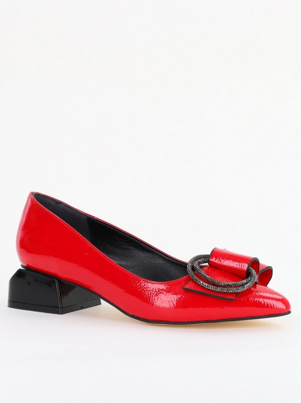 Pantofi cu Toc Eleganti din Piele Ecologica Texturată culoare Rosu lucios - BS155BA2401514 5